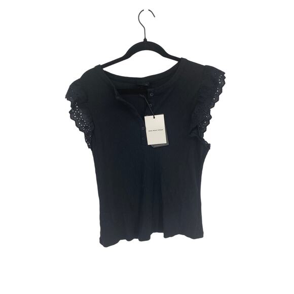@Tab Tops - New WHO WHAT WEAR tank Sleeveless Women XL black half button Top